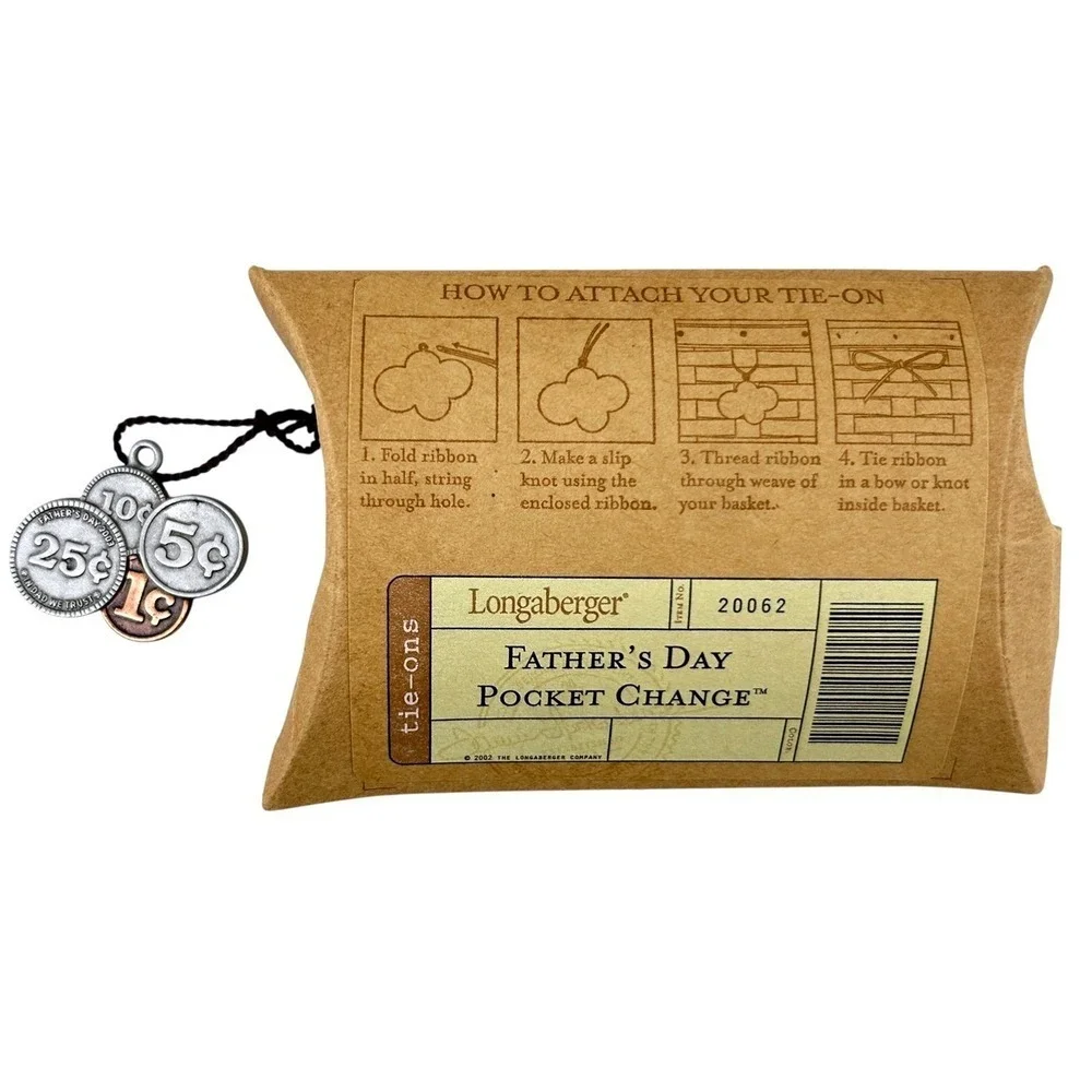 Longaberger Father's Day POCKET CHANGE Basket w/Lid‎ Protector Leather Trim 2003